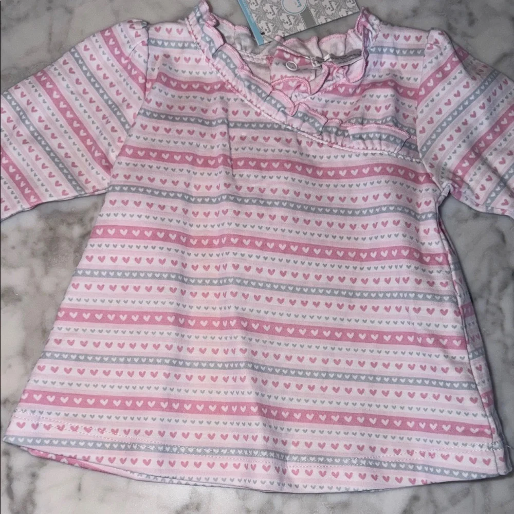 NWT Kissy Kissy Pink & White Striped Ruffle Baby Set